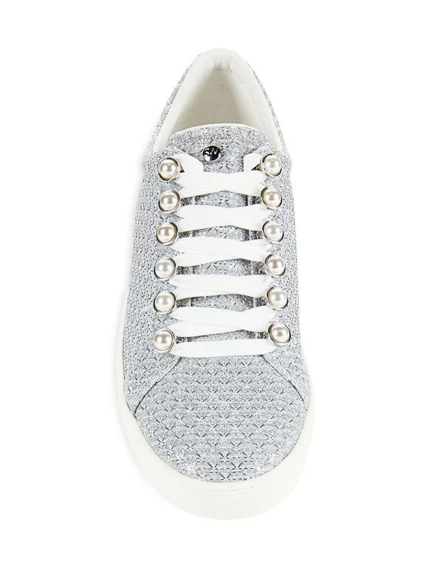 Stuart Weitzman All Pearl Embellished Metallic Sneakers 5