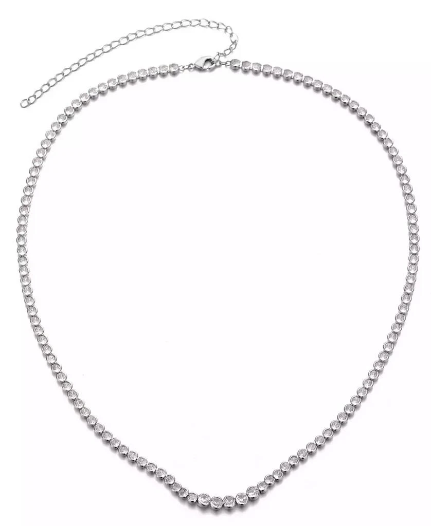 ADORNIA Silver Crystal Bezeled Tennis Necklace 2