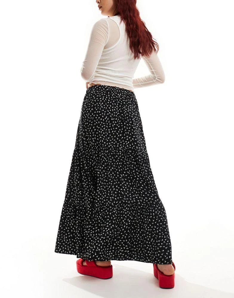Monki Monki tiered maxi skirt in black meadow floral 3