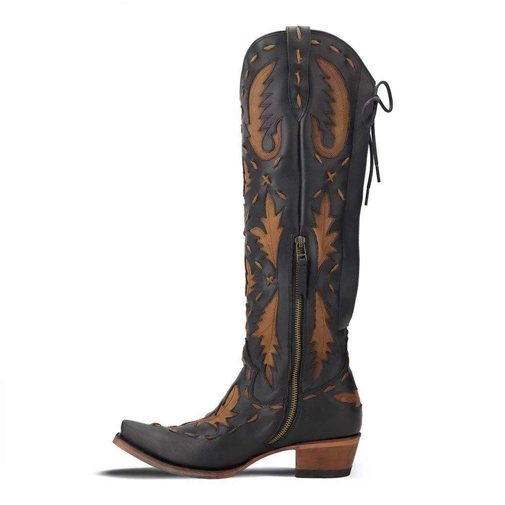 LANE Reverie Overlay Corset Tooled-Inlay Snip Toe Cowboy Boots 3