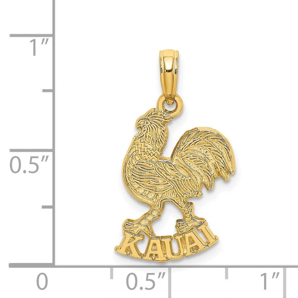Diamond2Deal 14k Yellow Gold KAUAI Rooster Charm Pendant 4