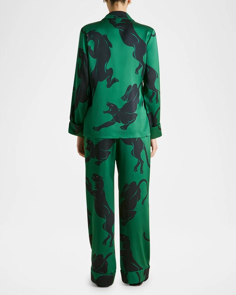 OLIVIA VON HALLE Lila Panther-Print Silk Pajama Set 3