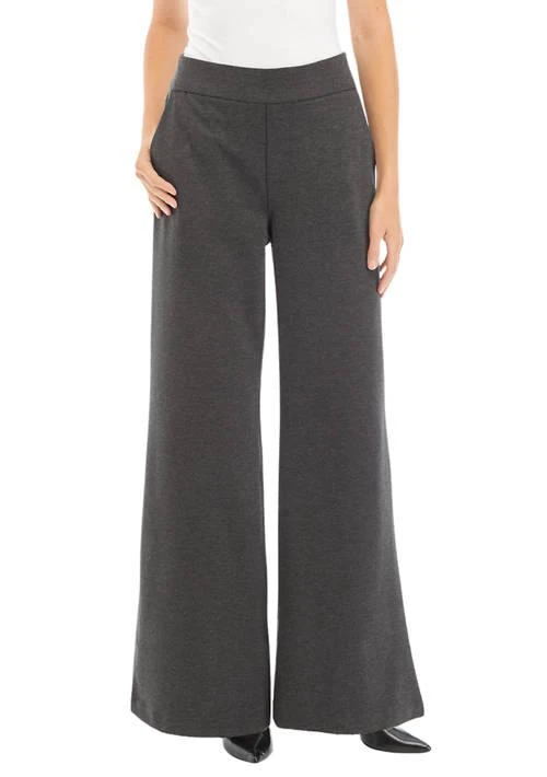 Gloria Vanderbilt Vanderbilt Womens Pull On Ponte Wide Leg Trouser Pants 1