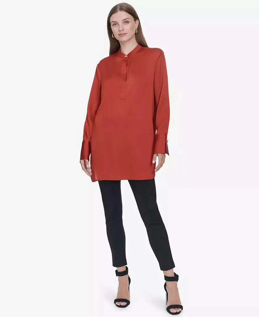 HALSTON Women's Band-Collar Blouse 4