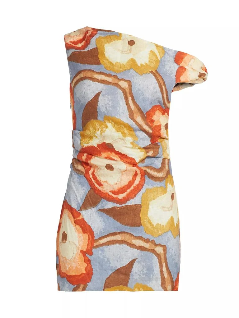SIR. Avery Printed Linen One-Shoulder Minidress 1
