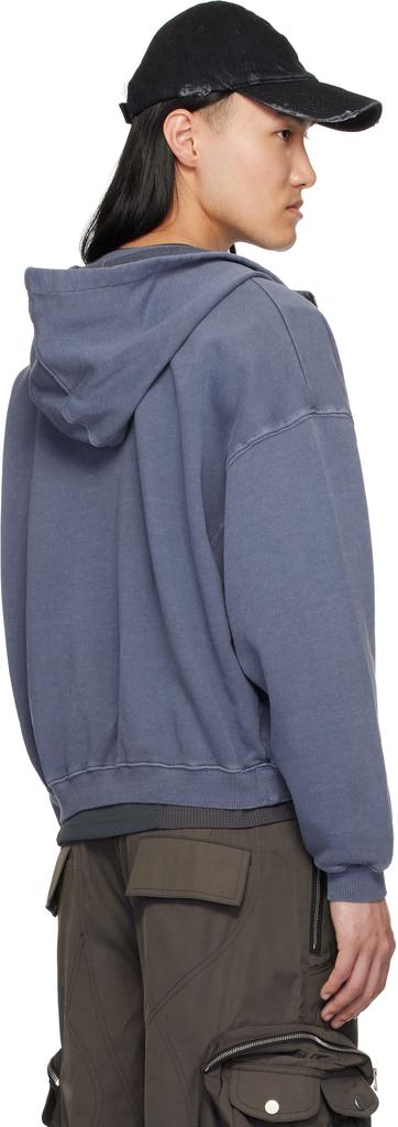 Navy Round Hem Curved Zip-Up Hoodie – On Sale Now with Up to 38