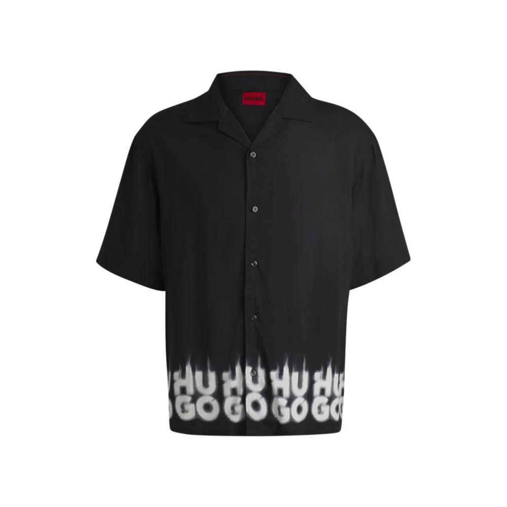 Hugo Boss Oversize-fit shirt with smoke logo-print hem 1