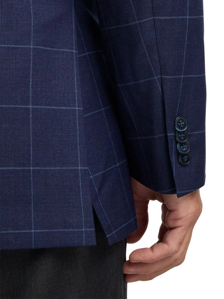 Paul Fredrick Wool Blend Windowpane Double Breasted Peak Lapel Sport Coat 3