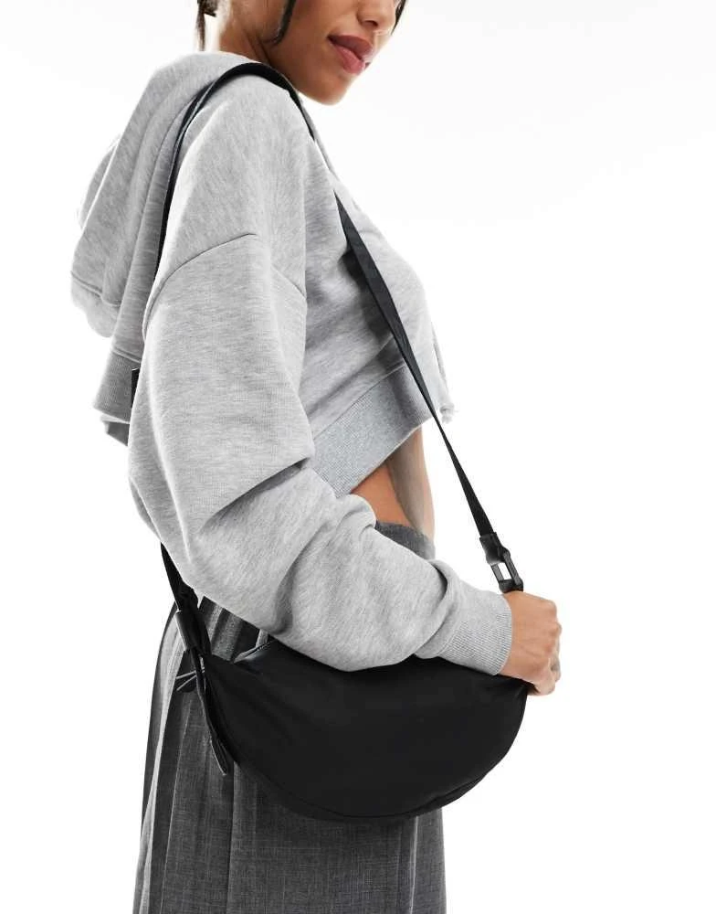 ALL SAINTS AllSaints Half Moon nylon crossbody bag in black 1