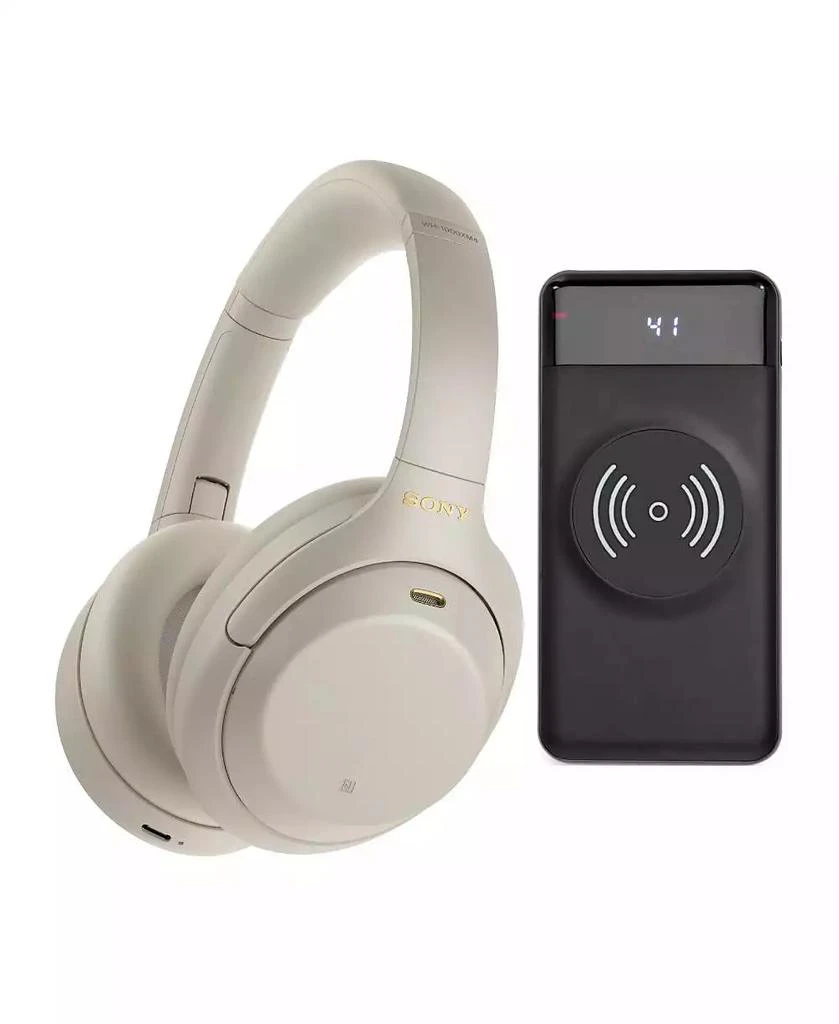 SONY WH-1000XM4 Wireless Noise Canceling Over-Ear Headphones (Silver) Bundle