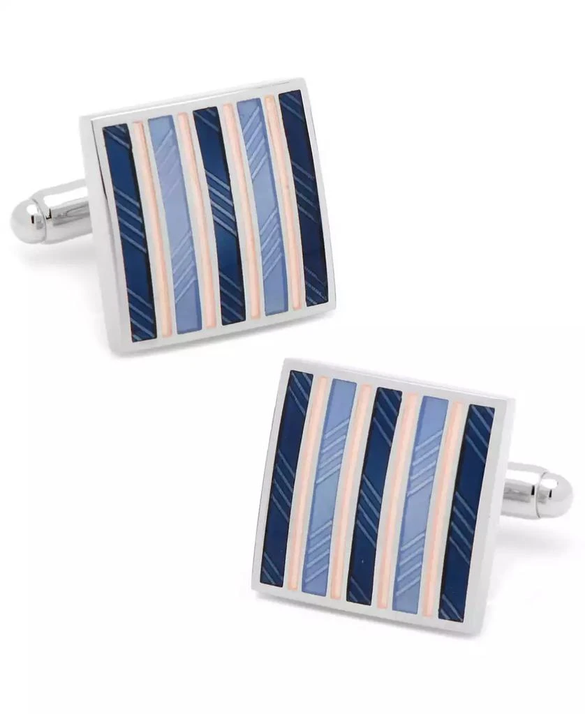 Cufflinks Inc. Pink and Navy Striped Square Cufflinks 1
