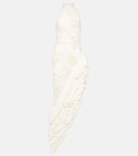 ROTATE Birger Christensen Bridal floral-appliqué maxi dress 1