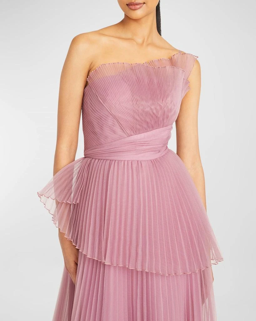 Theia Delphine Pleated Organza A-Line Gown 5
