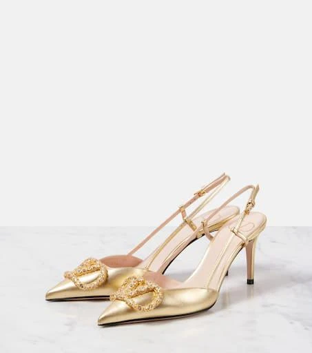 Valentino VLogo Signature metallic leather pumps 4