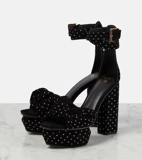 Balmain Ava embellished suede platform sandals 5