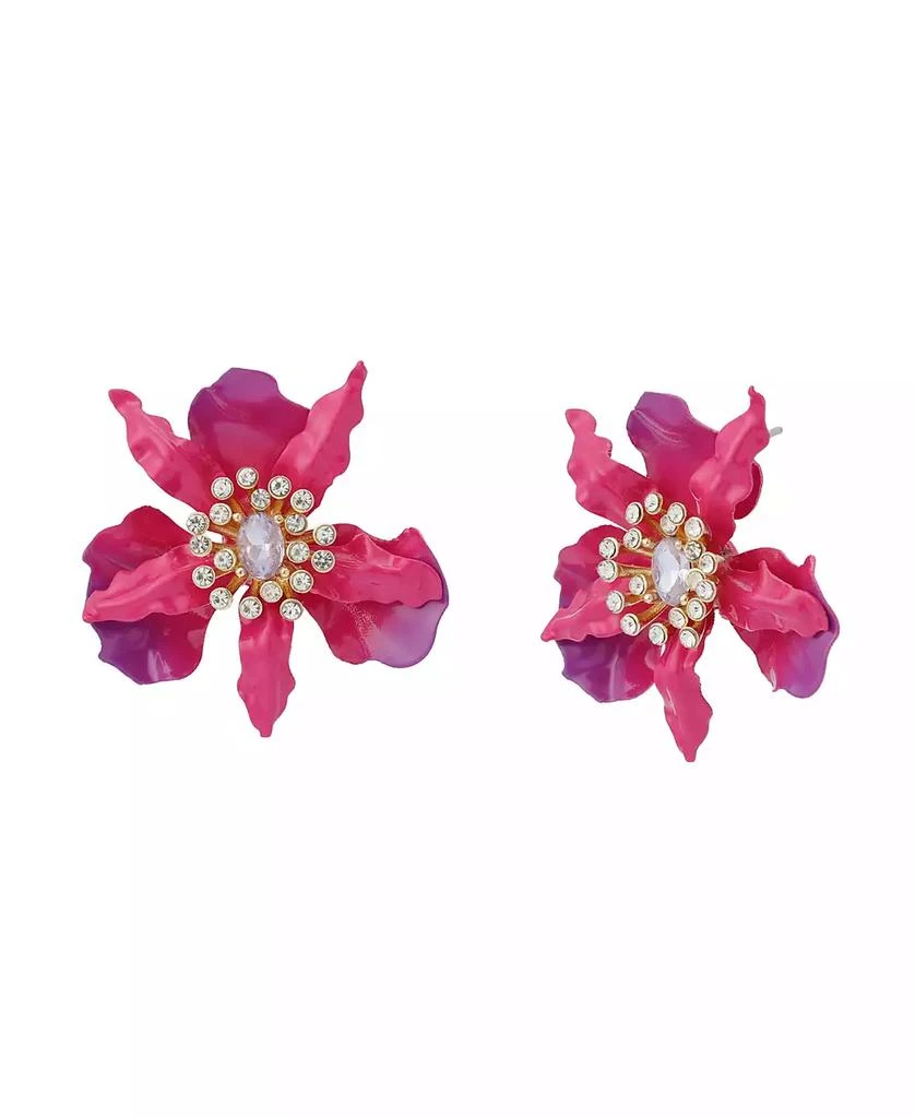 Betsey Johnson Faux Stone Hothouse Bloom Orchid Post Earrings