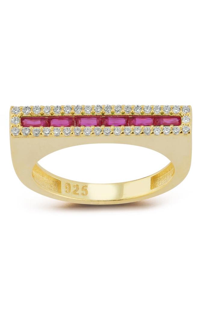 Sphera Milano 14K Gold Plated Sterling Silver Cubic Zirconia Bar Ring