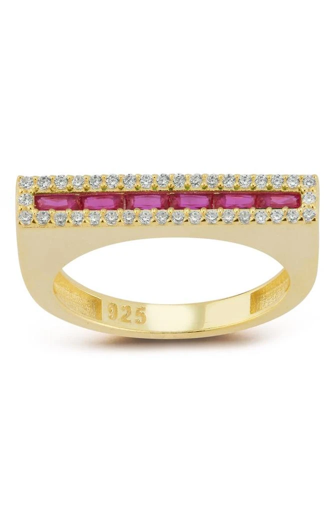 Sphera Milano 14K Gold Plated Sterling Silver Cubic Zirconia Bar Ring 2