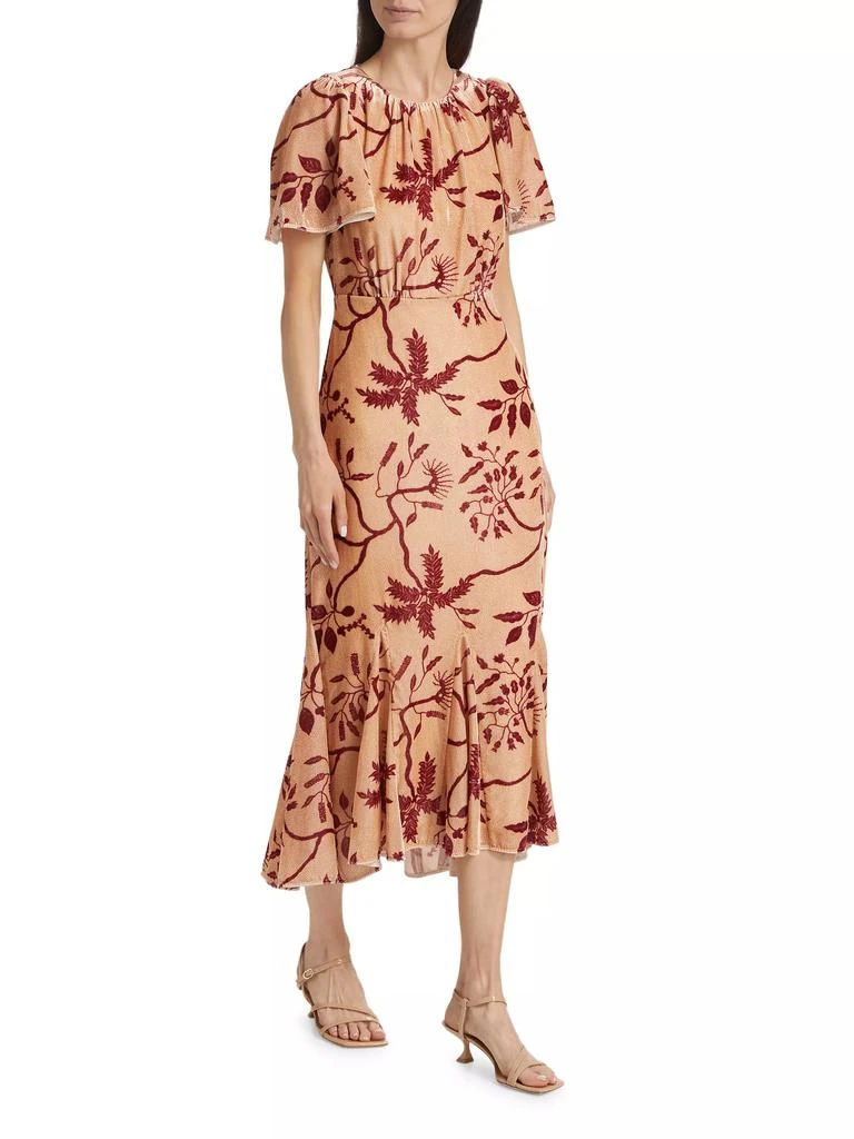 Rhode Cream Enchanted Vine Grande Arabella Floral Midi-Dress 2