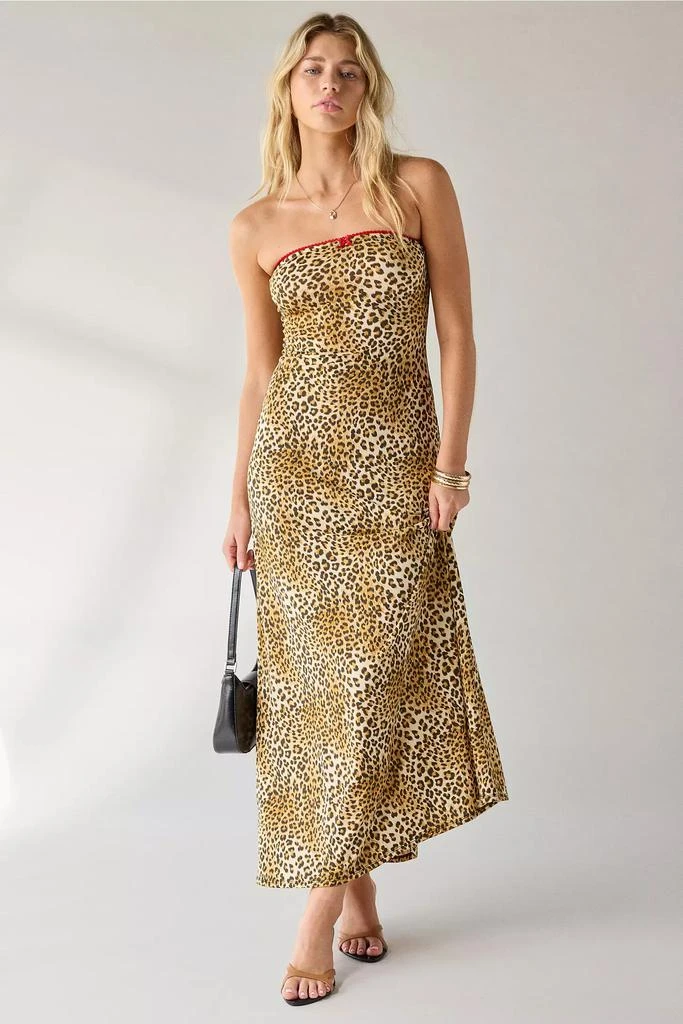 UO Alexis Printed Knit Strapless Tube Maxi Dress in Animal, Women's XS at Urban Outfitters