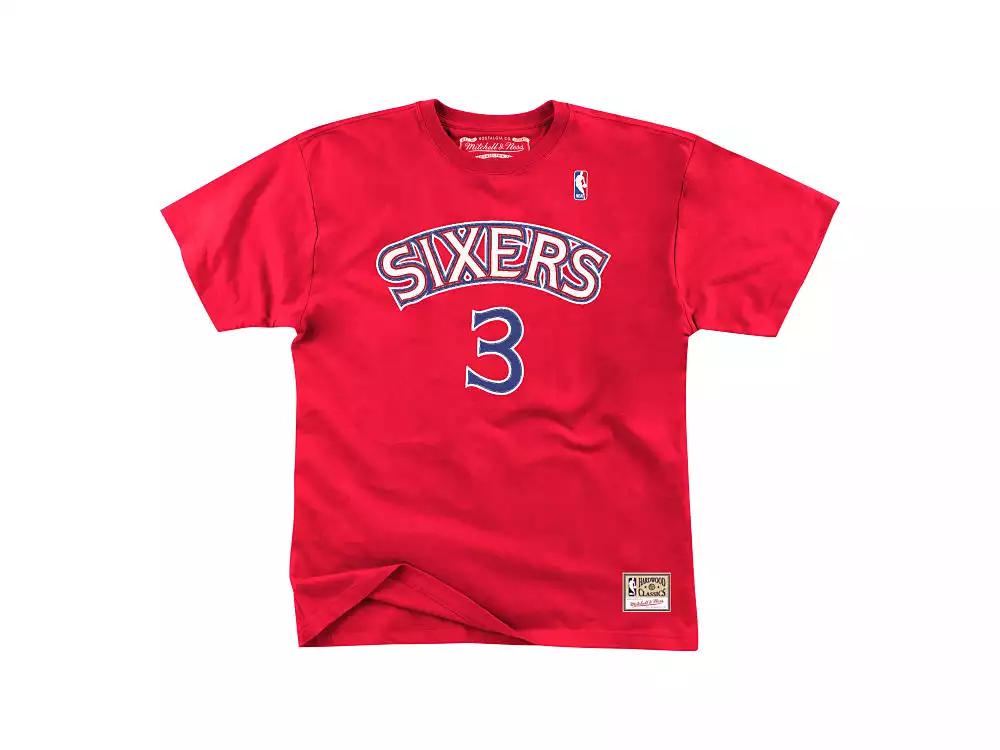 Mitchell and Ness Philadelphia 76ers Men's Hardwood HD Print Player T-Shirt  Allen Iverson