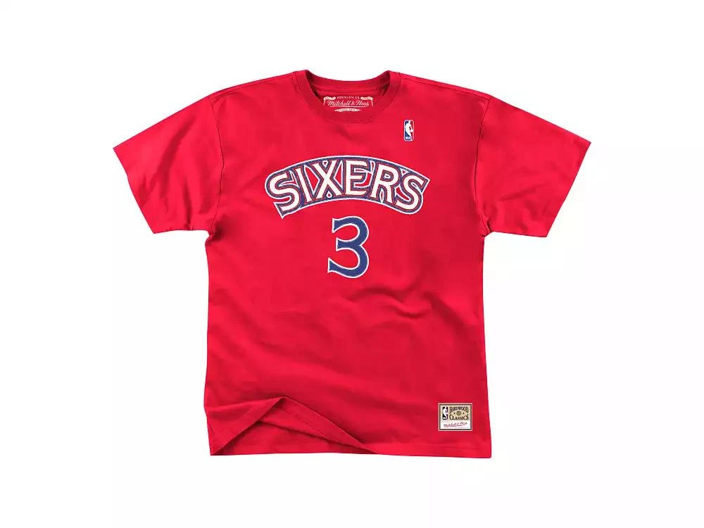 Mitchell and Ness Philadelphia 76ers Men's Hardwood HD Print Player T-Shirt  Allen Iverson 2