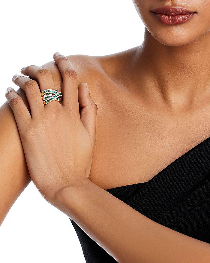 Bloomingdale's Emerald & Diamond Crossover Ring in 14K Yellow Gold