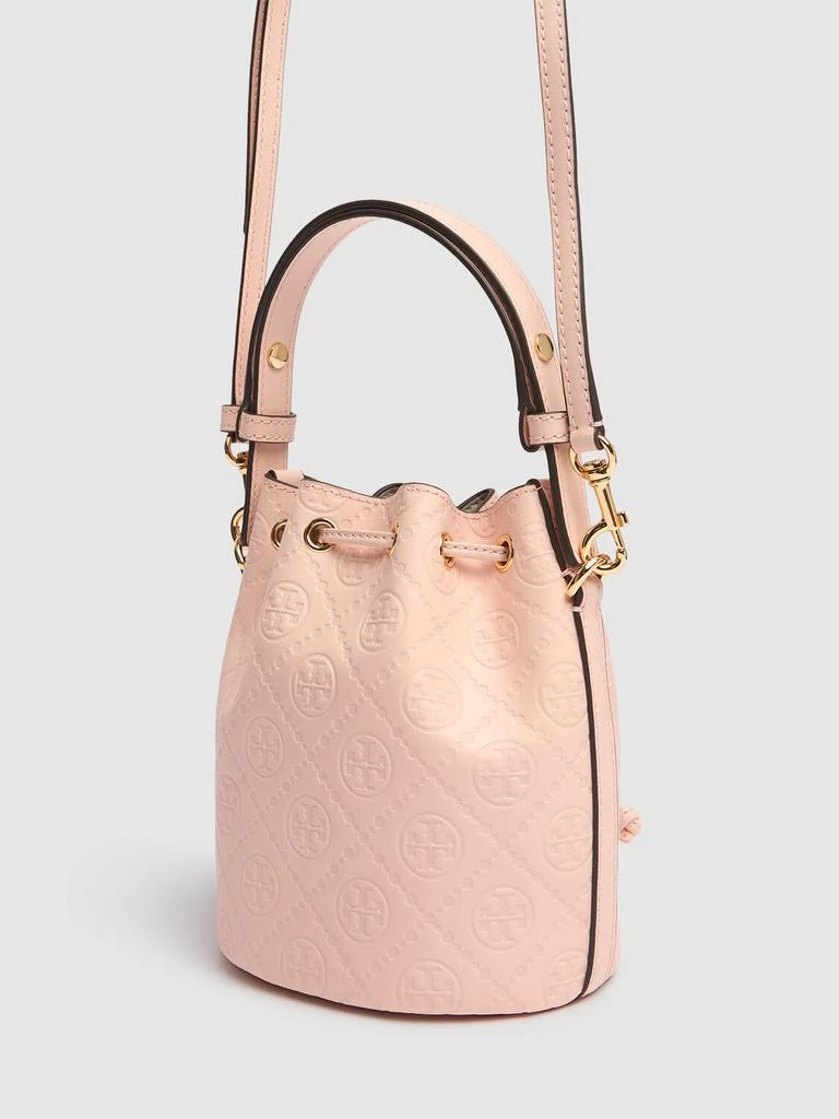 TORY BURCH Mini T Monogram Leather Bucket Bag 5