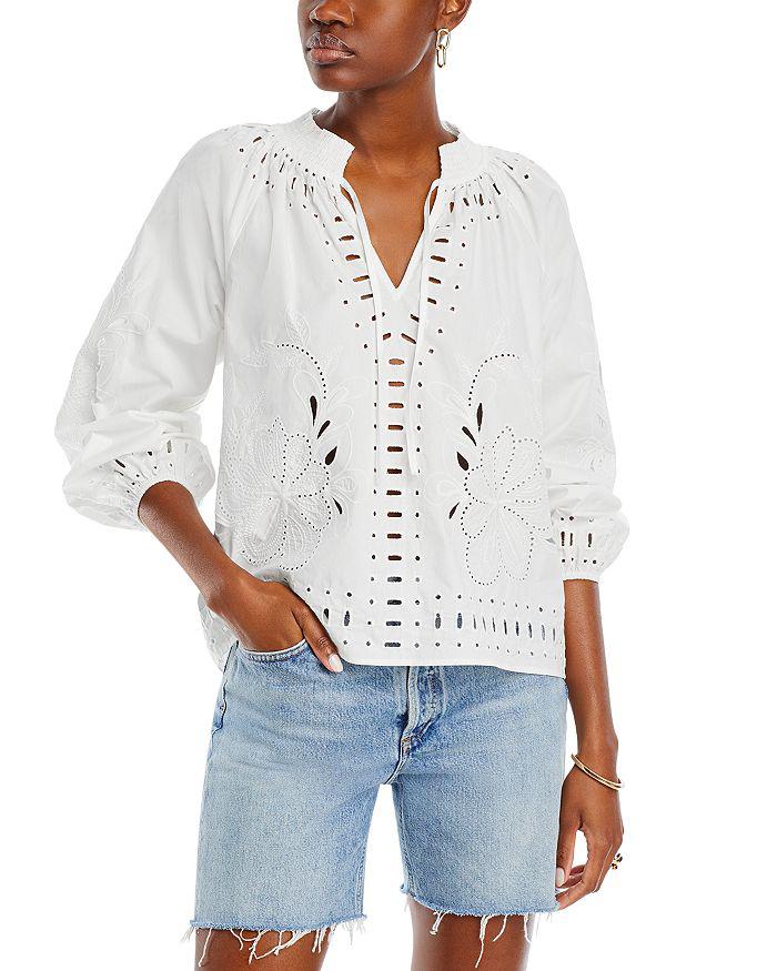Rails Lucinda Eyelet Balloon Sleeve Cotton Top