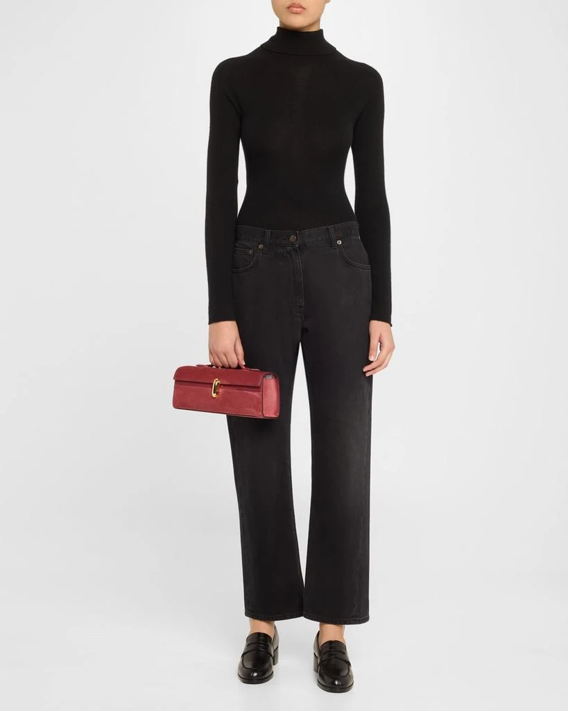 SAVETTE Slim Symmetry Pochette Suede Top-Handle Bag 5