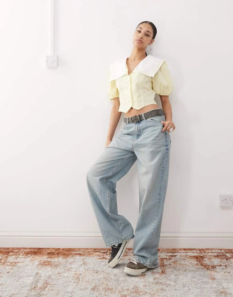 Reclaimed Vintage Reclaimed Vintage cinched in sailor collar blouse in buttermilk yellow 3