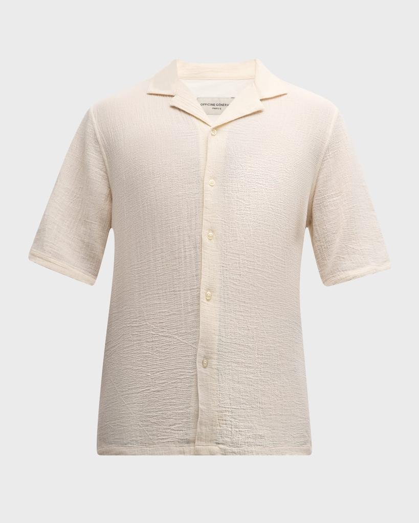 Officine Generale Men's Eren Textured Camp Shirt