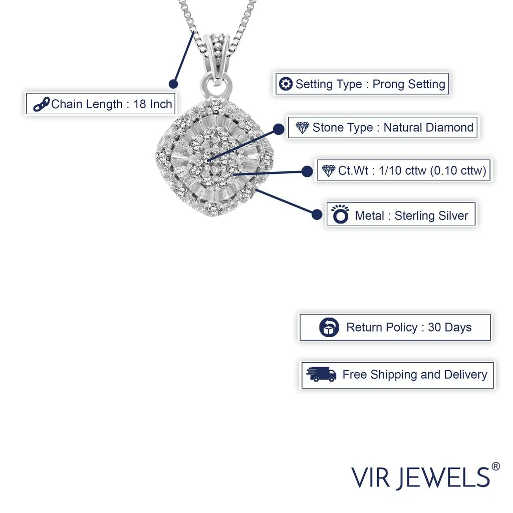 Vir Jewels 1/10 cttw Diamond Pendant Necklace .925 Sterling Silver with 18 Inch Chain 4