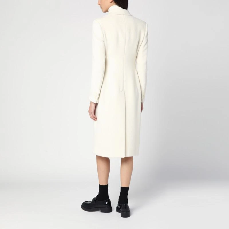 TAGLIATORE Cream double-breasted coat in alpaca blend 4