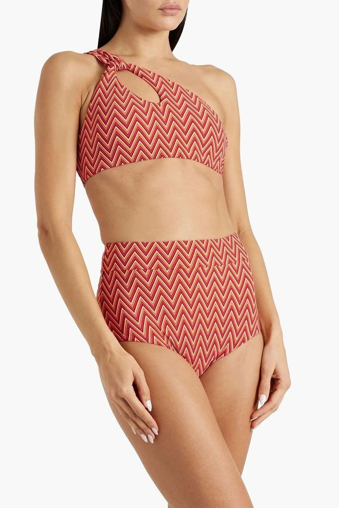 Seafolly Cleo one-shoulder cutout jacquard bikini top 2