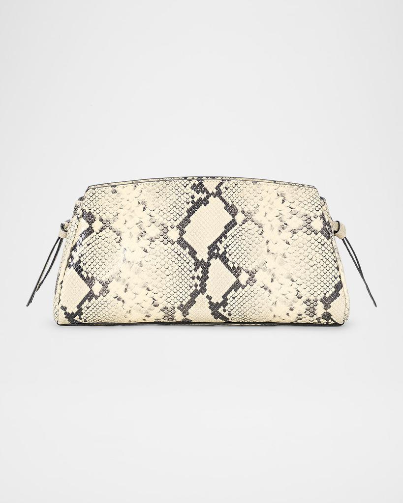 Staud Maude Python-Embossed Leather Clutch Bag