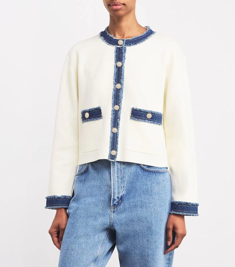 Sandro Paris Knit Denim-Trim Jacket 3