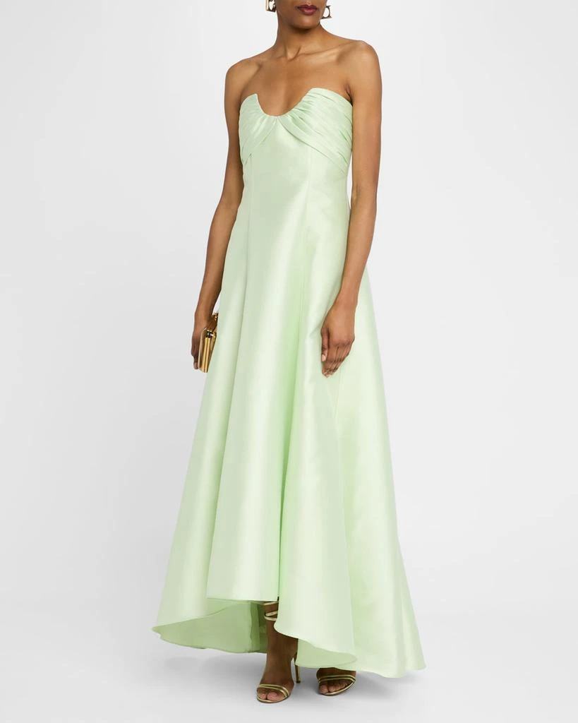 Badgley Mischka Strapless High-Low Pique Gown 2