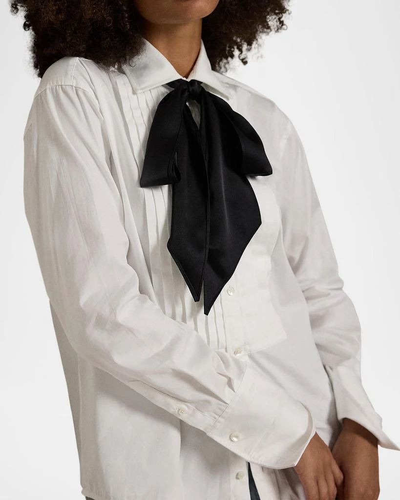 Ralph Lauren Pintuck Tie-Neck Cotton Tuxedo Shirt 3
