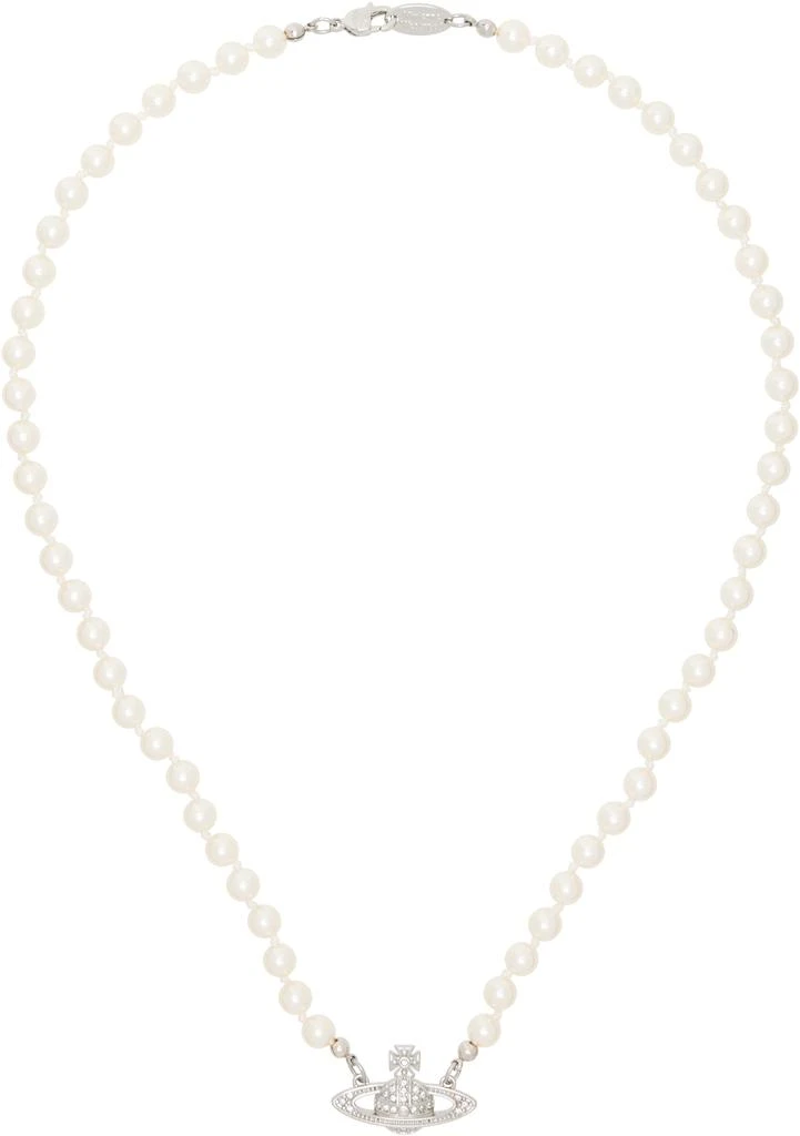Vivienne Westwood White Mini Bas Relief Pearl Necklace 1