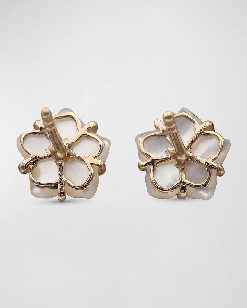 Stephen Dweck White Mother of Pearl and White Diamond Stud Earrings in 18K Gold 3