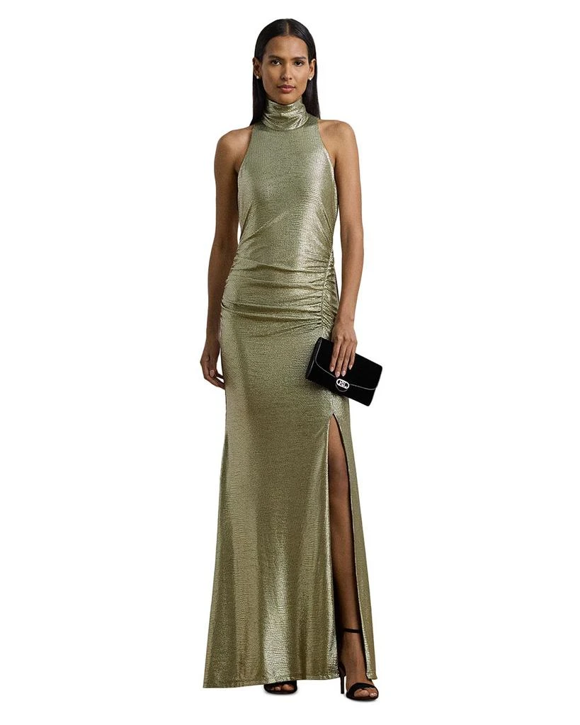 Ralph Lauren Metallic Sleeveless Turtleneck Gown 4