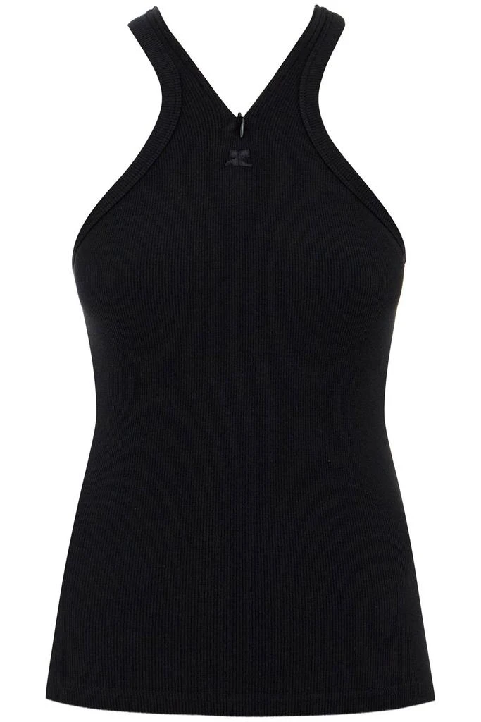 courreges Women's Ribbed Tank Top With Zipper On The Neckline 1