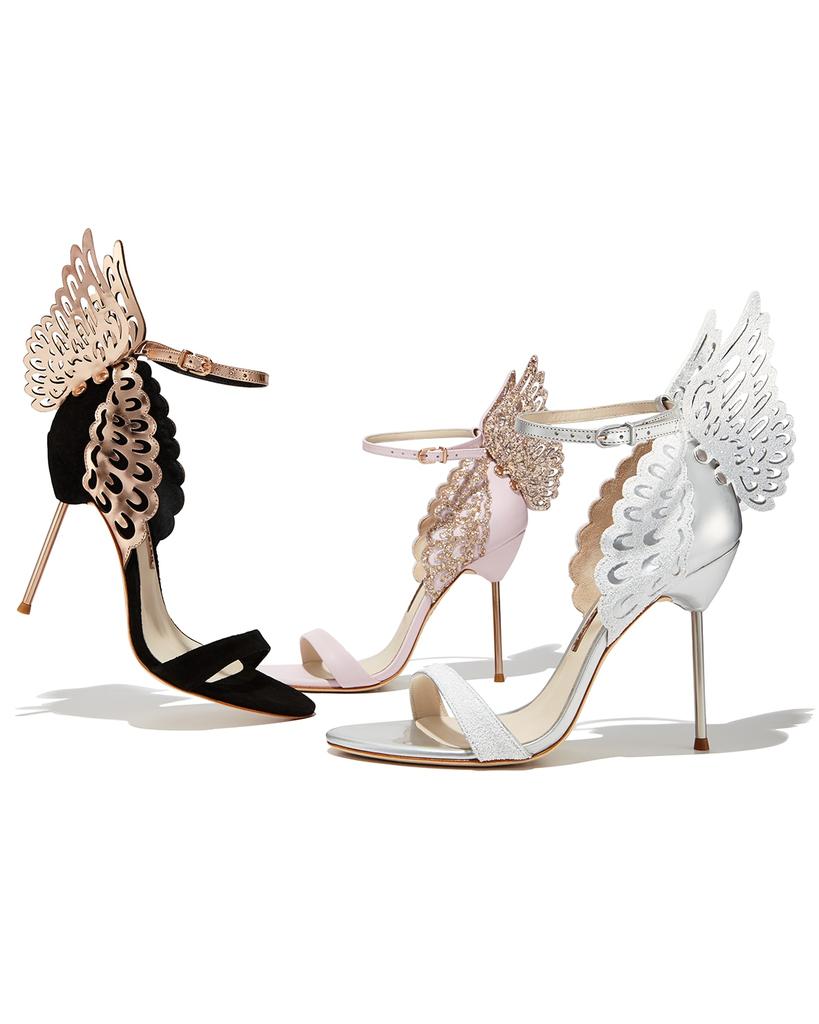Sophia Webster Evangeline Angel Wing Sandals, Black/Rose Gold