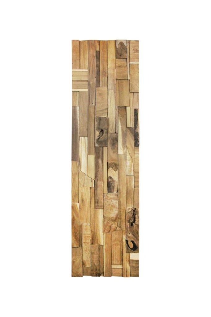 Hivvago Brown 3D Embossed Abstract Teak Reclaimed Wood Decorative Wall Panels