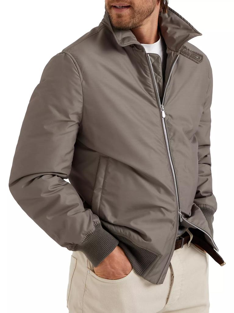 Brunello Cucinelli Techno Poplin Bomber Jacket with Thermore® Padding