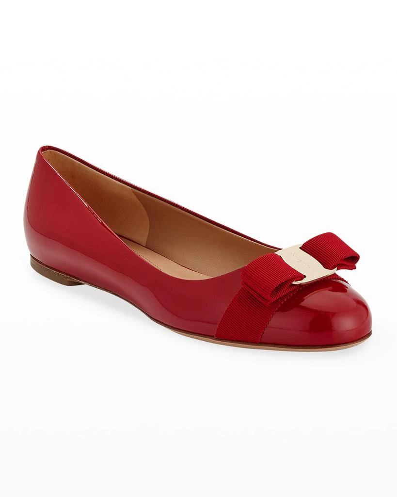 Salvatore Ferragamo Varina Patent Leather Bow Ballerina Flats 2