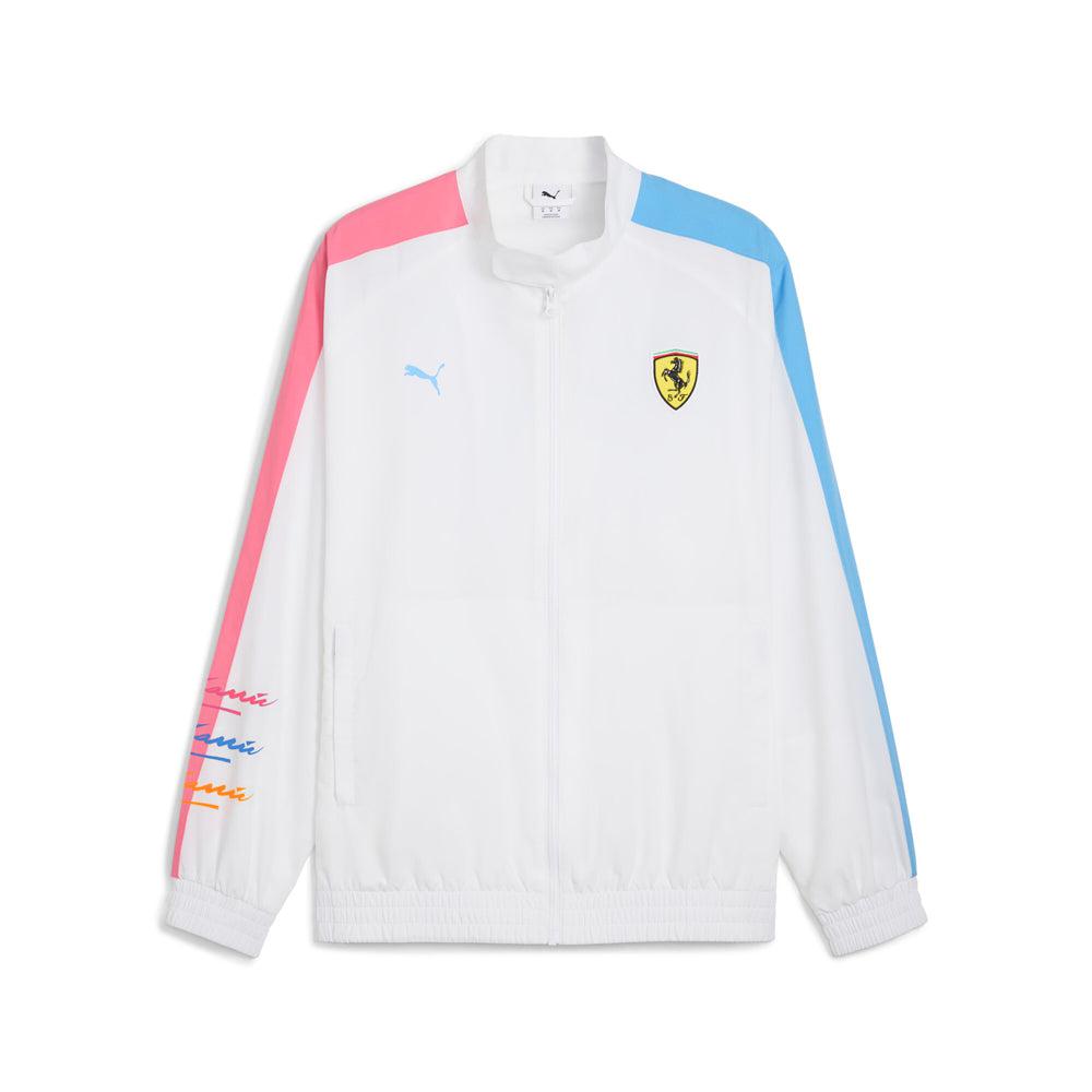 【レア】 Giancarlo Ferrari サテン ZIP-UP JACKET Men's Puma White Scuderia Ferrari 2025 Miami Grand Prix