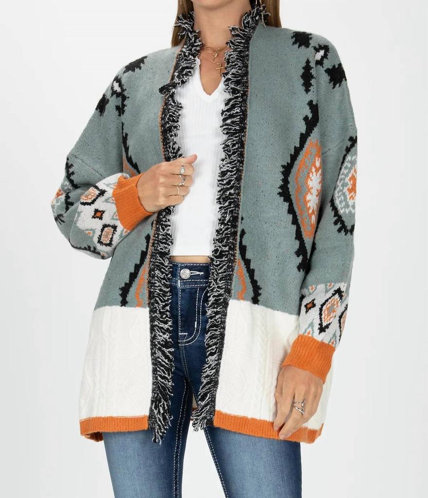 Miss Me Miss Me - Oversized Aztec Cardi