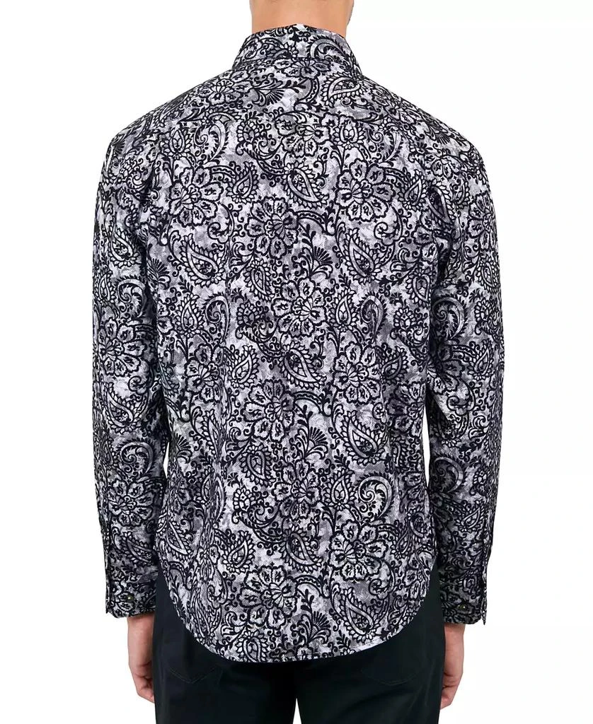 Society of Threads Men's Regular Fit Non-Iron Perfromance Stretch Flocked Paisley Button-Down Shirt 2